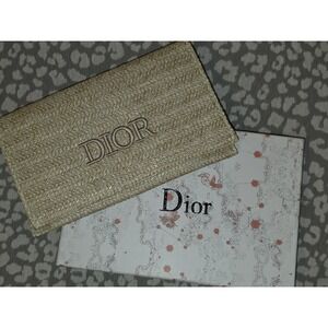 Dior Beige Woven Straw-Style Clutch / Cosmetic Pouch – Promotional Item